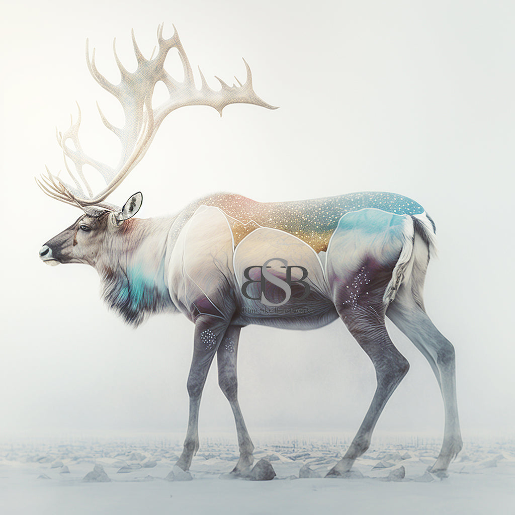 Caribou herd in a barren tundra landscape