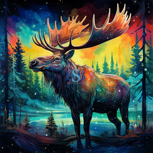"Artsy Aurora Moose" - THE ALASKAN ANIMALS