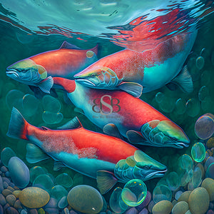 "Four Red Salmon" - THE WATER